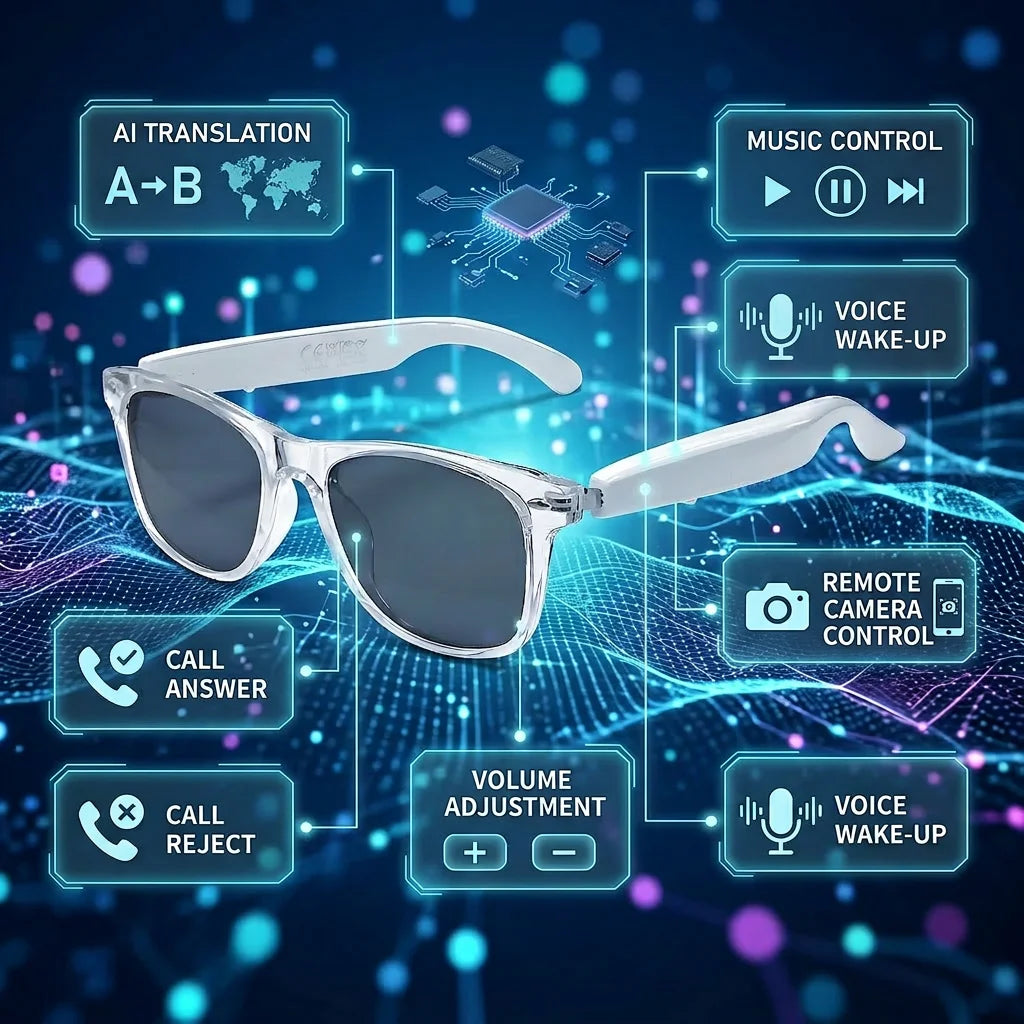 Occhiali Audio Intelligenti Senbono 2026 Traduzione AI Oltre 100 Lingue Chiamate Bluetooth Musica Occhiali Da Sole