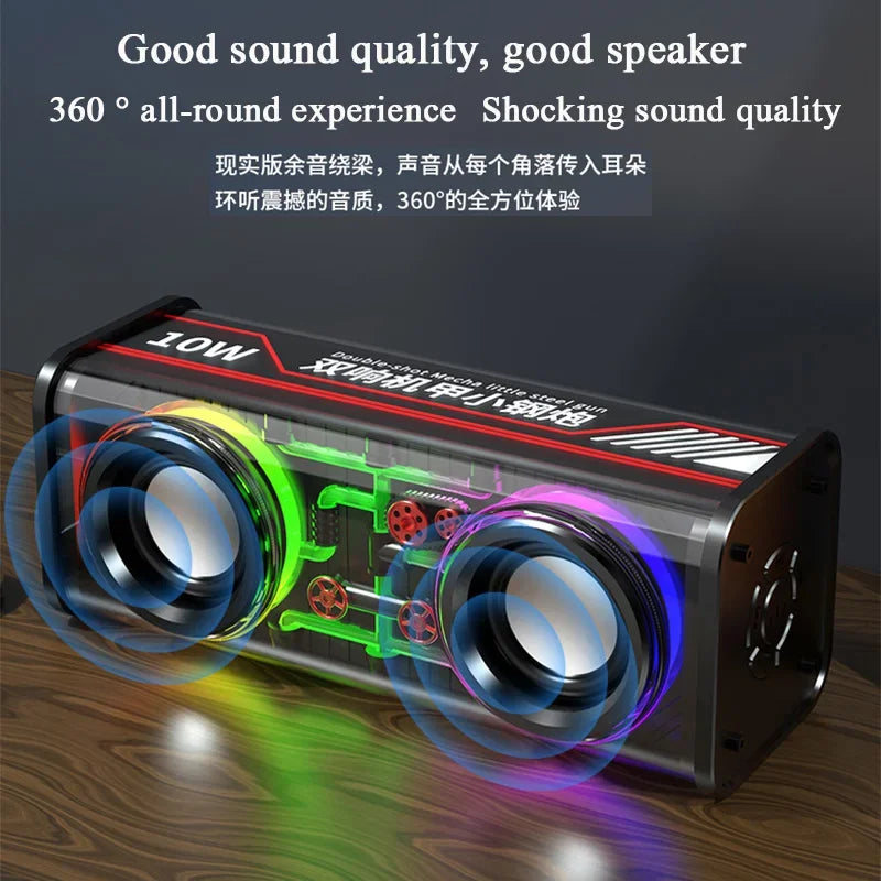 V8 Altoparlanti Mecha Trasparenti Bluetooth 5.0 Mini Wireless Con Diaframma A Doppio Subwoofer Per Festa RGB Light TWS
