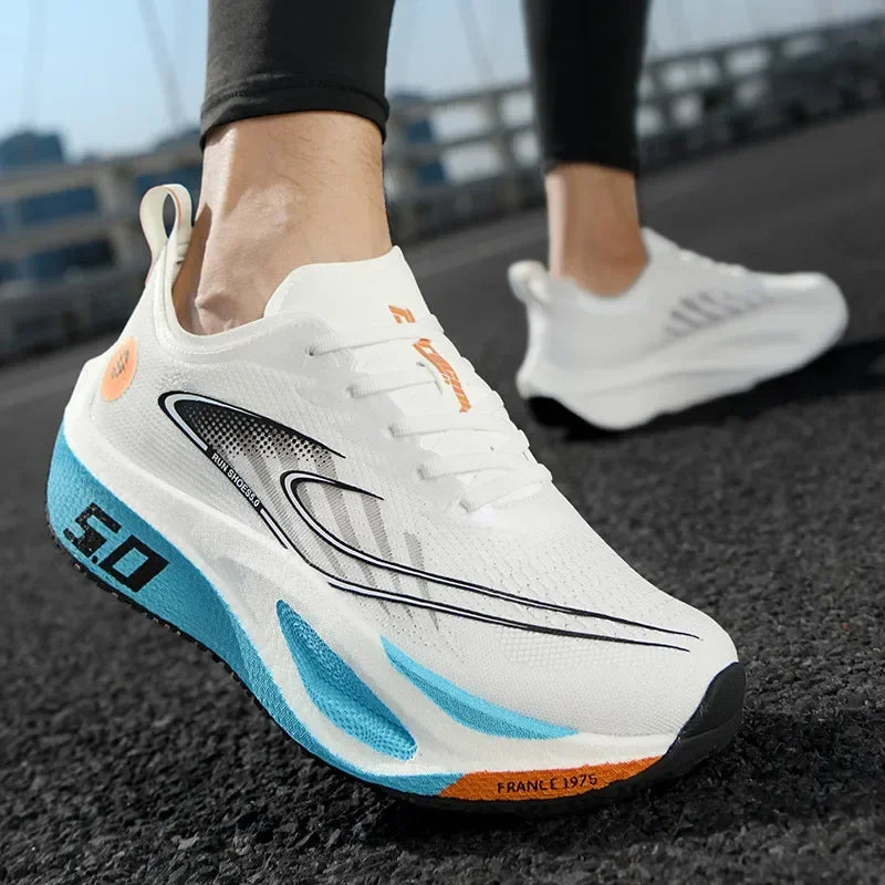 Scarpe Da Corsa 2025 Con Piastra In Carbonio Traspiranti Con Cuscino Di Rimbalzo Leggero Per Maratona Professionale