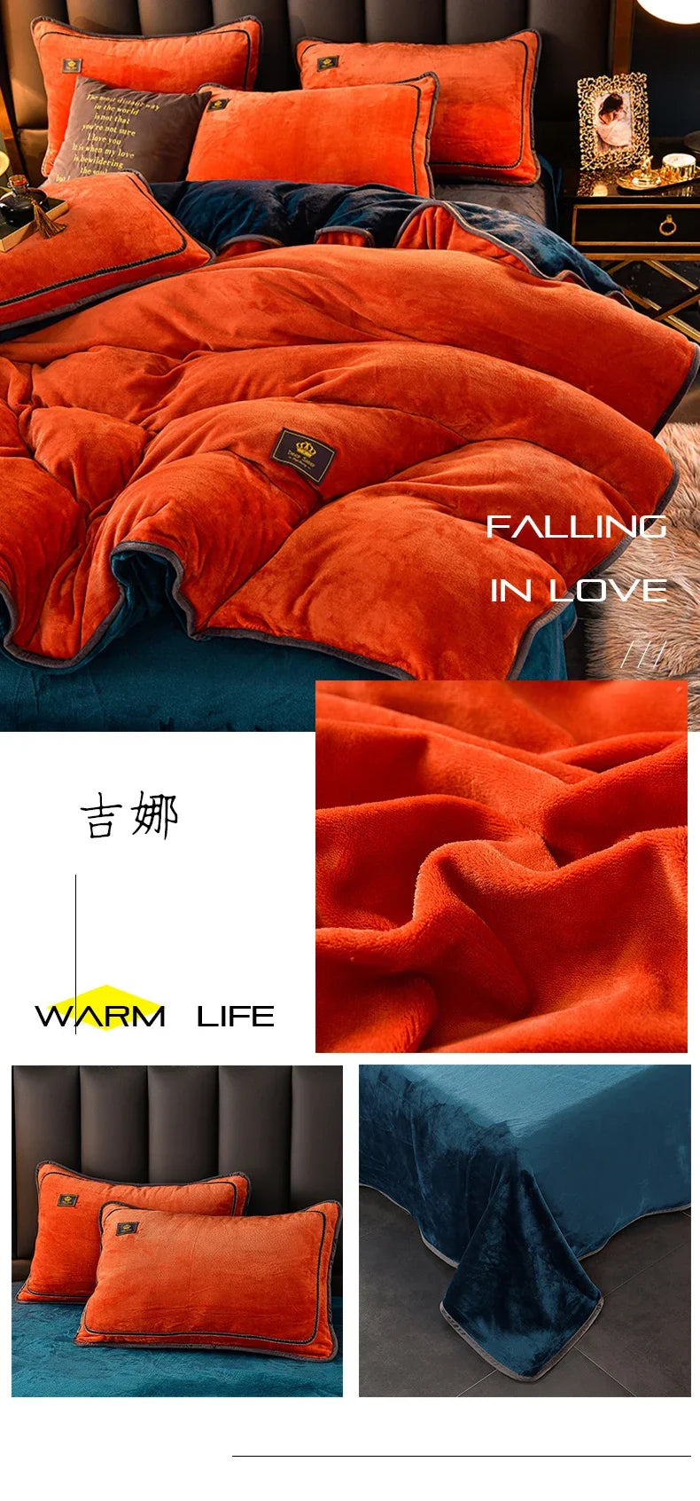 Set Di Biancheria Da Letto In Pile Di Latte Ultra Spesso Queen Size Copripiumino Invernale Caldo Di Fascia Alta