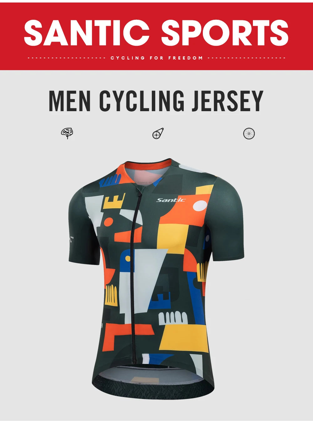 Santic Maglia Da Ciclismo Uomo Estate A Maniche Corte Asciugatura Rapida Tessuto Poliestere Spandex