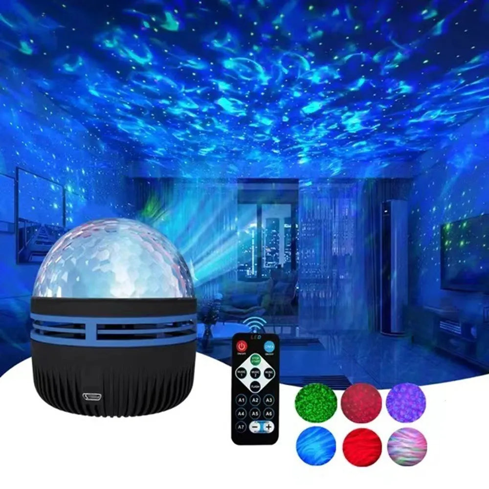 Proiettore di luce settentrionale a LED con cielo stellato Una varietà di stili Lampada da proiezione con rotazione automatica del telecomando per l'arredamento della festa in casa