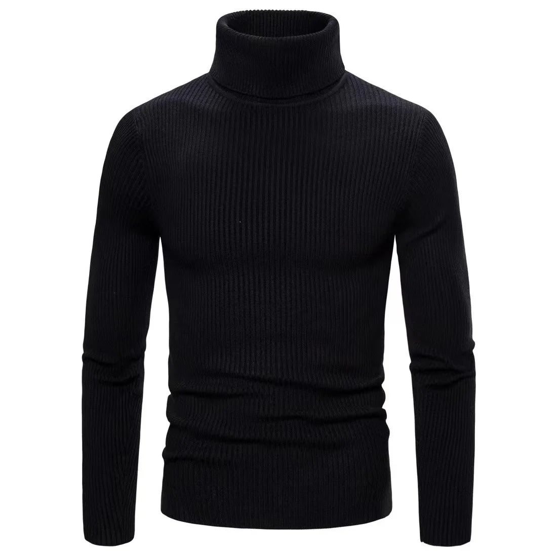 Pullover Da Uomo Dolcevita Lavorato A Maglia Solido Slim Fit Autunno Inverno Manica Intera Casual