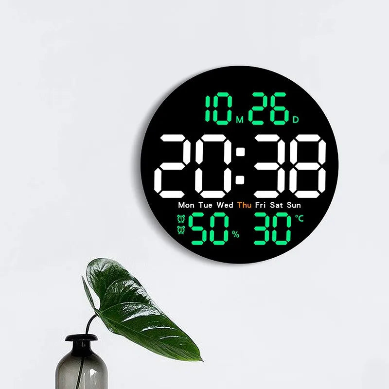 Orologio Da Parete Digitale DieciPollici Con Telecomando Temperatura Umidità Data Conto Alla Rovescia Sveglie Led Dimmer