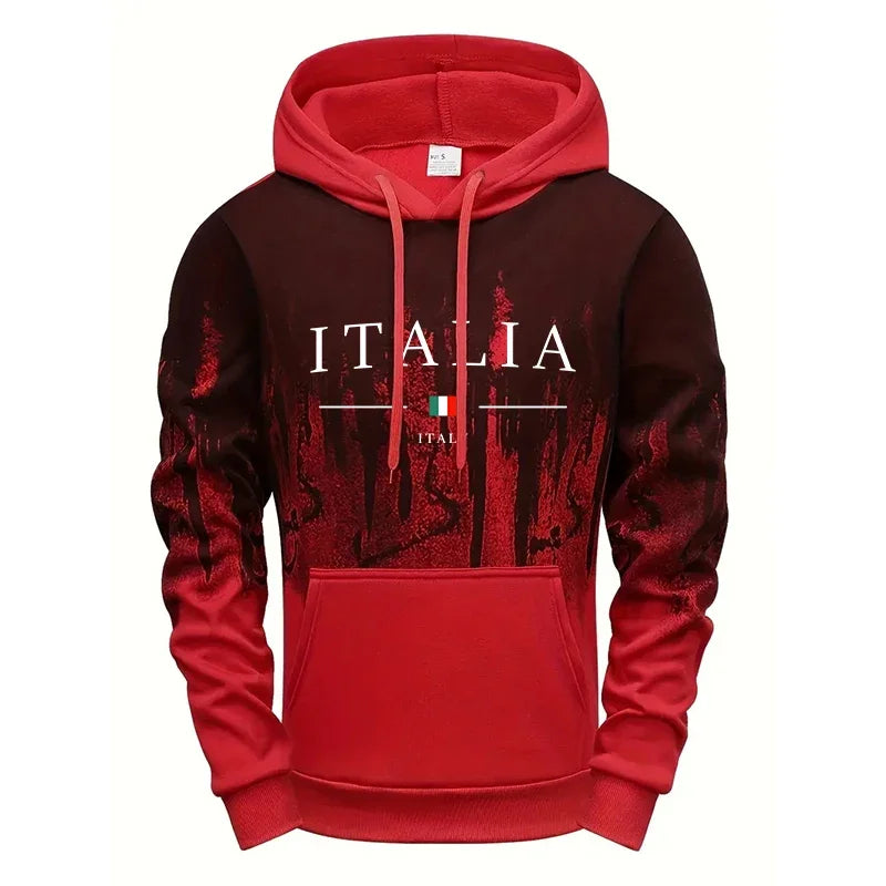 Felpa Con Cappuccio Da Uomo Stampata In Italia Athleisure Autunno Inverno Maniche Lunghe Alta Qualità 2025
