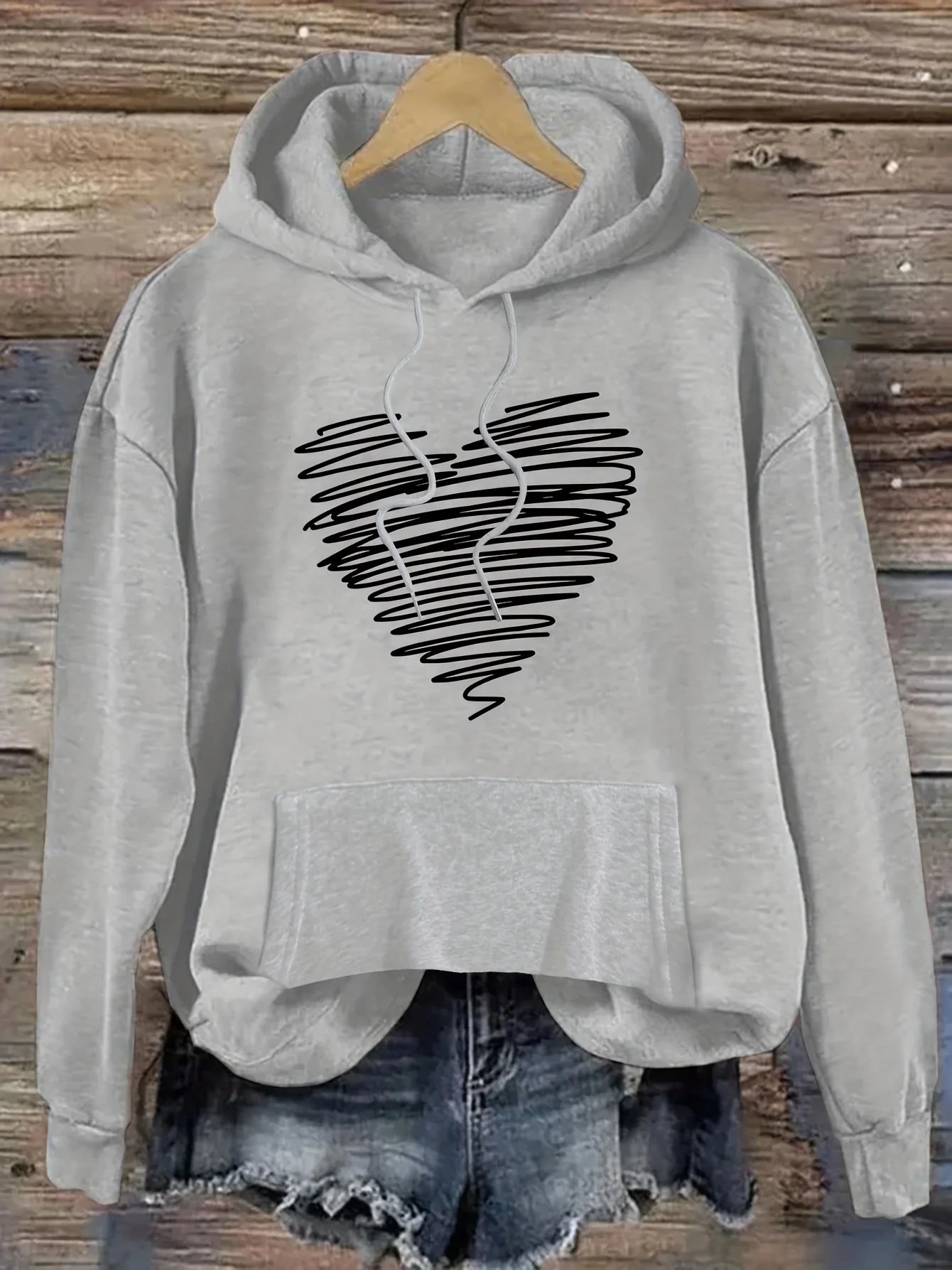 Felpa Donna Autunno Inverno Calda Ampia Casuale Con Cappuccio Maniche Lunghe In Pelle Scamosciata Stampata