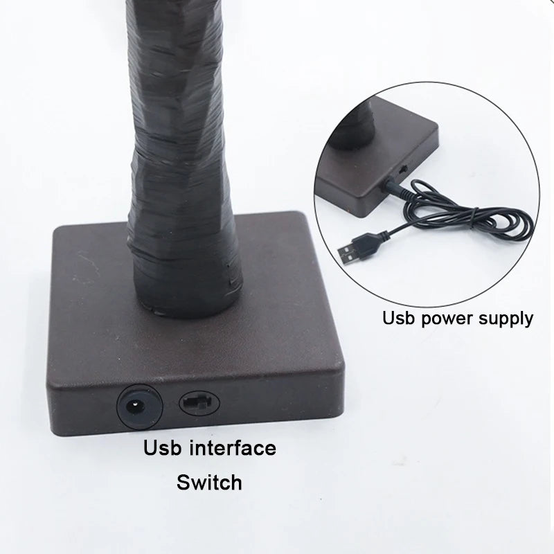 Lampada Da Tavolo A LED Per Albero Eucalipto Artificiale 55 Cm Con USB Per Camera Da Letto Decorazione Scrivania