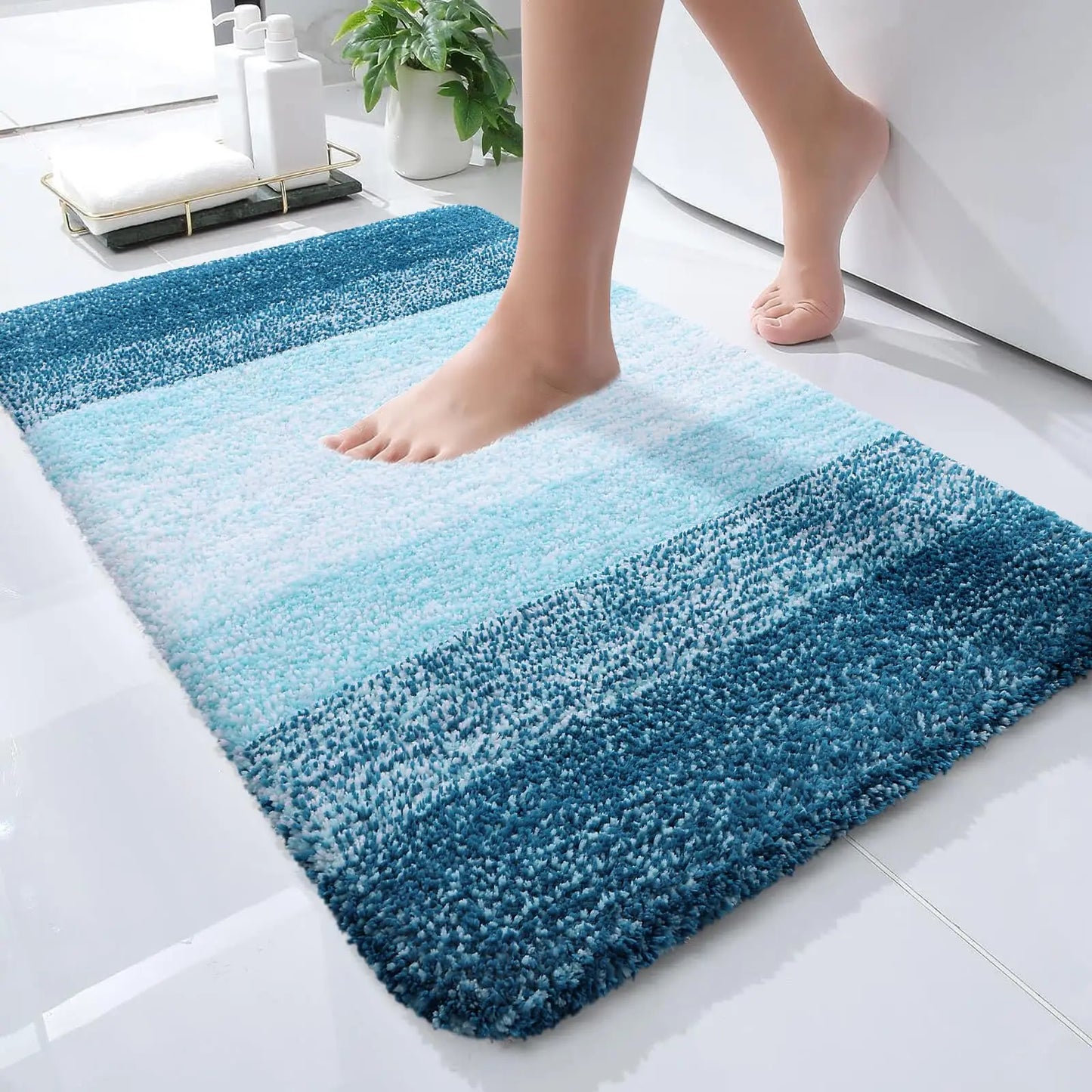 Kitinjoy Tappeto Da Bagno In Microfibra Assorbente Morbido Antiscivolo Shaggy Lavabile In Lavatrice