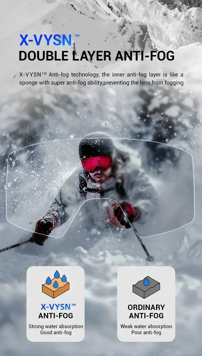 Kapvoe Occhiali Da Sci Fotocromatici E Maschera Da Snowboard Antiappannamento UV400 Per Uomo E Donna Occhiali Inverno