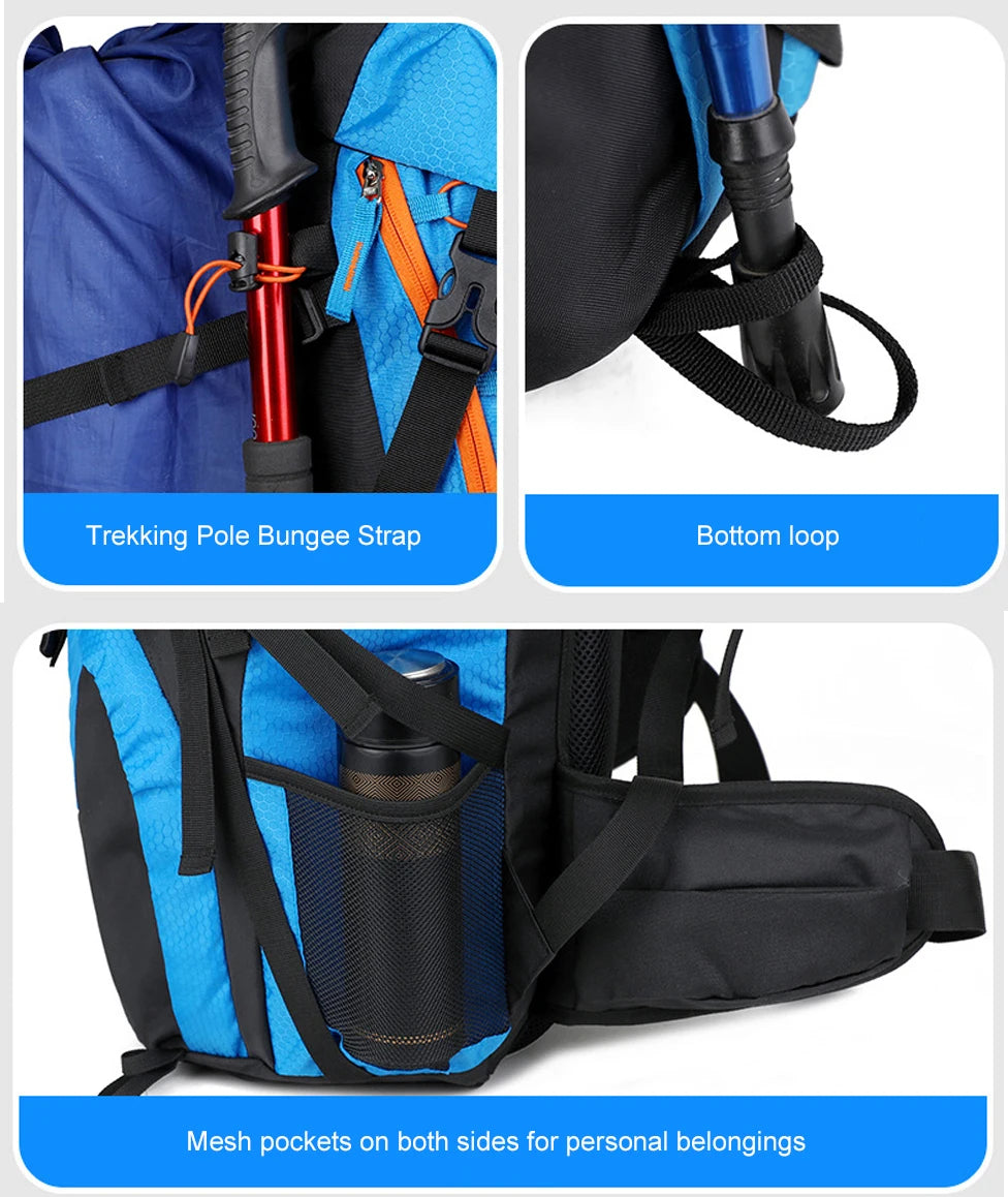 Zaino Trekking Impermeabile WESTTUNE 65 Litri Campeggio Outdoor Capacità Massima