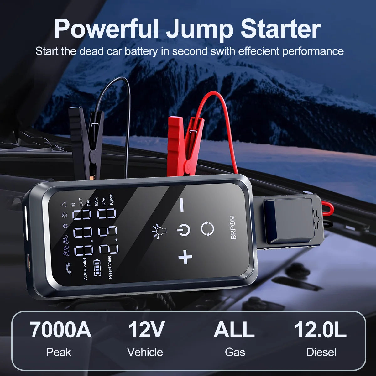 Avviatore Emergenza Auto 4 In 1 Power Bank 7000A 20000mAh 30000mAh Con Compressore 150 PSI Per Automobilisti Sicuri