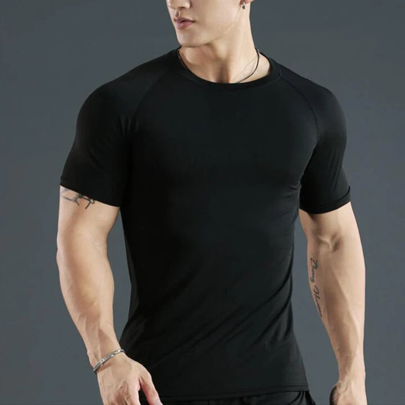 Maglietta Uomo Compressionata Da Corsa A Maniche Corte Per Allenamento Fitness E Jogging Rashguard Ad Asciugatura Rapida