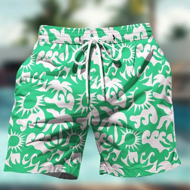 Pantaloncini Corti Retrò Con Geometria Stampata 3D Uomo Spiaggia Motivo Etnico Colorato Surf Hawaii Costume Bambini