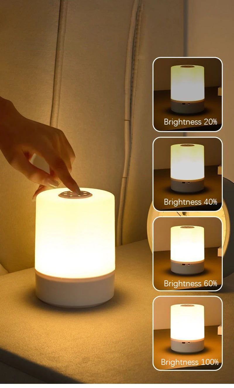 Luci notturne a LED da comodino Ricarica dimmerabile Lampade da notte da tavolo Camera da letto Illuminazione da comodino Decorazione Lampade da tavolo a LED da lettura touch