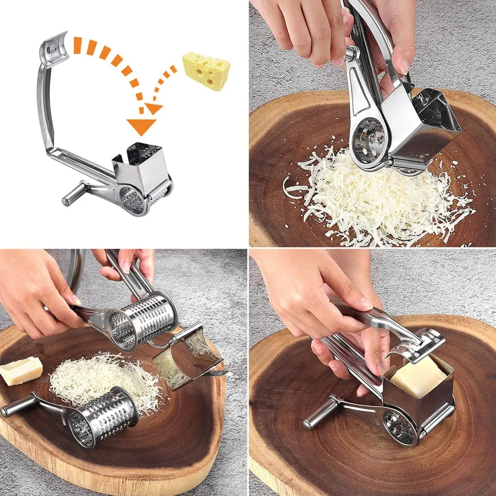 Grattugia Rotante Per Formaggio Multifunzione Con Lame In Acciaio Inox Manuale Affettatrice Per Burro E Zenzero