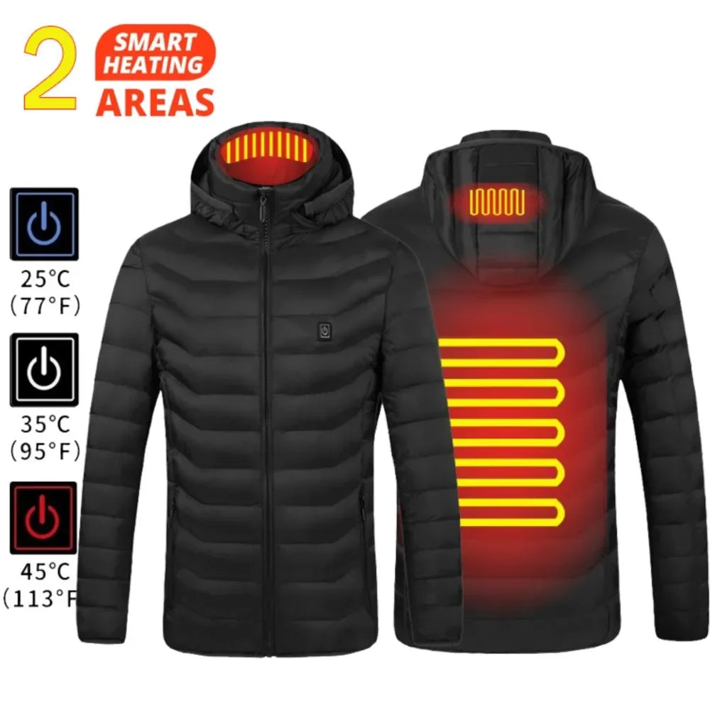 Giacca Riscaldata Unisex USB Termica Invernale Campeggio Sci Cotone Lavato Calda Leggera