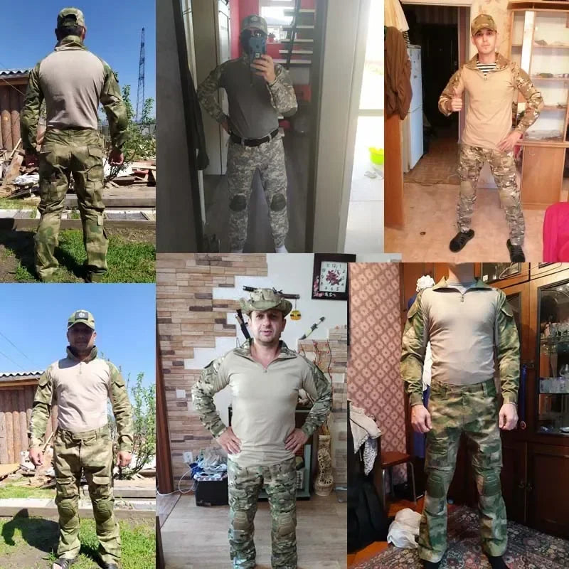 Camicie Tattiche Esterno A Maniche Lunghe Con Cerniera Quarter Zip Ripstop Cotone Resistente Camouflage Per Airsoft Uomo