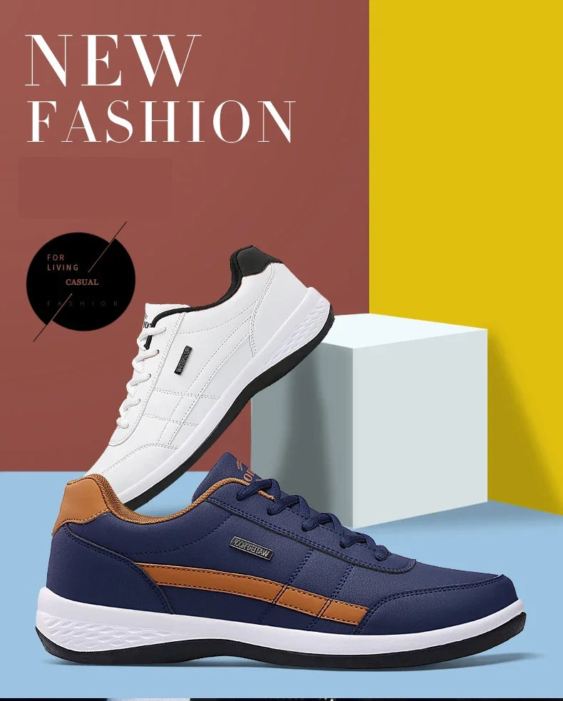 MAEDEF Scarpe Da Uomo Sneaker In Pelle Impermeabile Casual Calzature Stringate Vulcanizzate Comfort