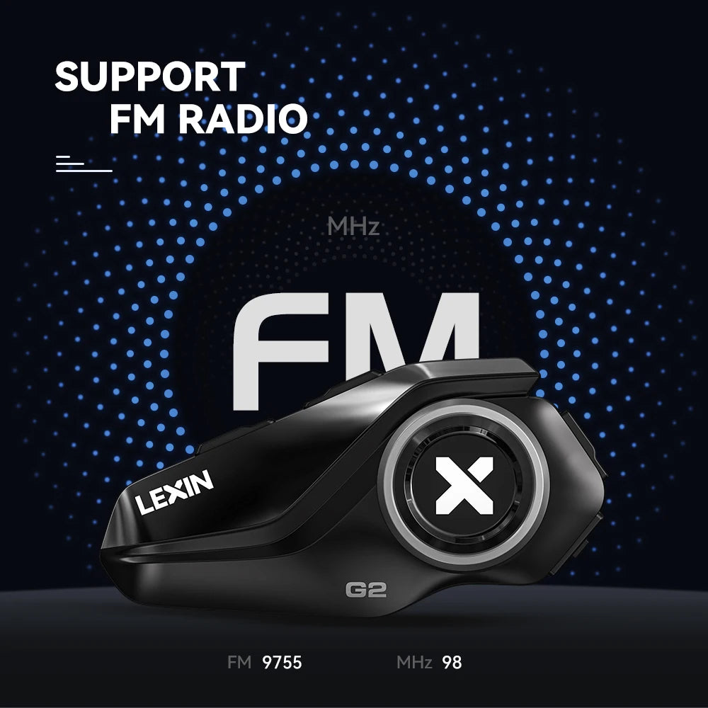 Cuffie Bluetooth Per Casco Interfono Moto Lexin G2P Comunicatore Vivavoce Fino A 6 Ciclisti Con Radio FM