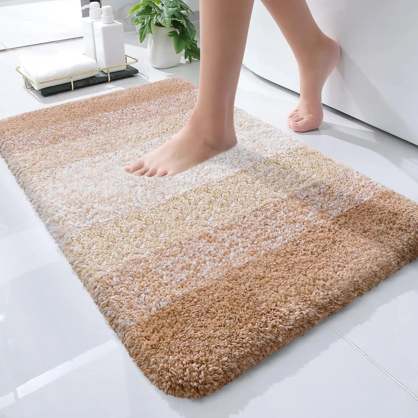 Kitinjoy Tappeto Da Bagno In Microfibra Assorbente Morbido Antiscivolo Shaggy Lavabile In Lavatrice