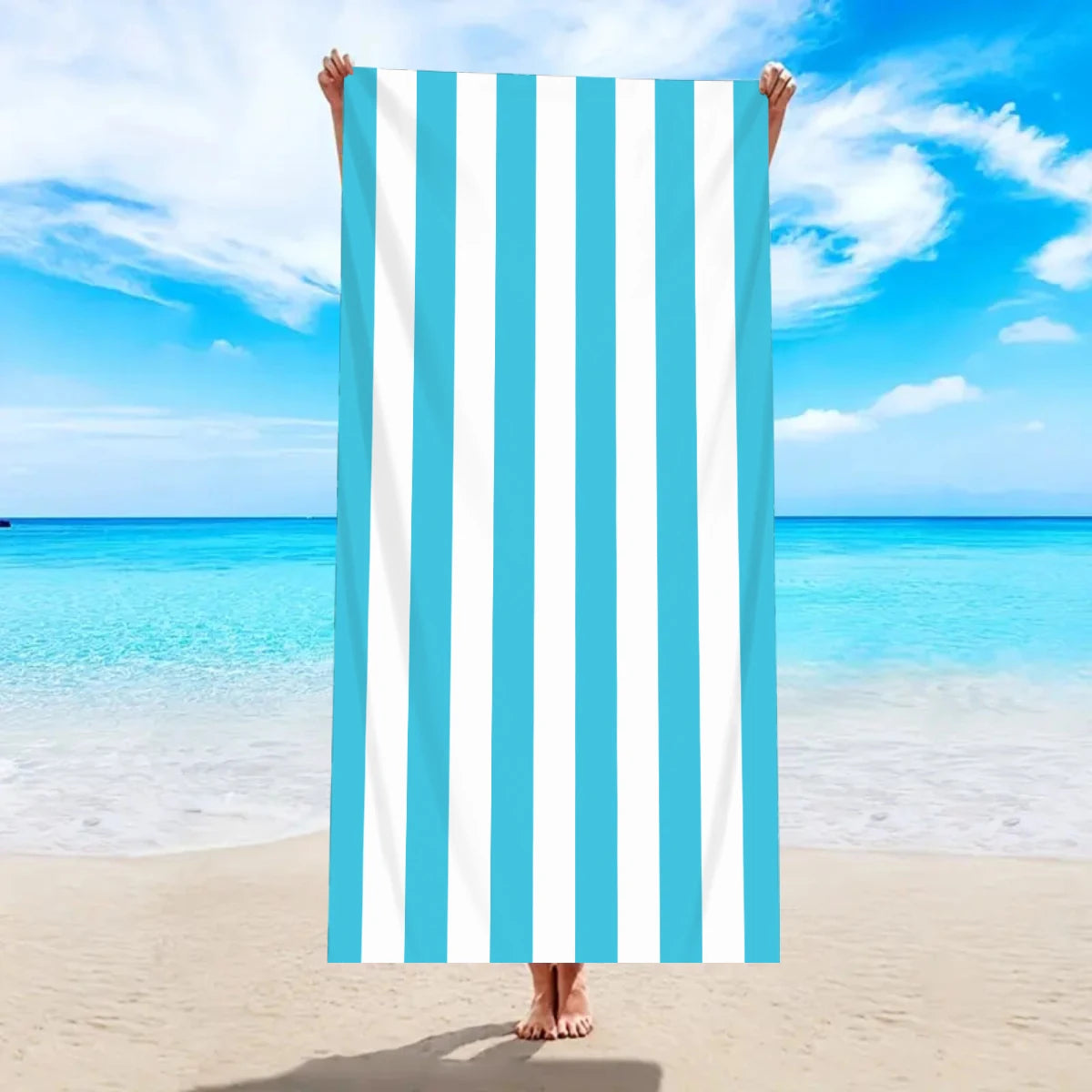 Telo Mare A Righe, Asciugamano In Microfibra Ad Asciugatura Rapida Per Vacanze Spiaggia