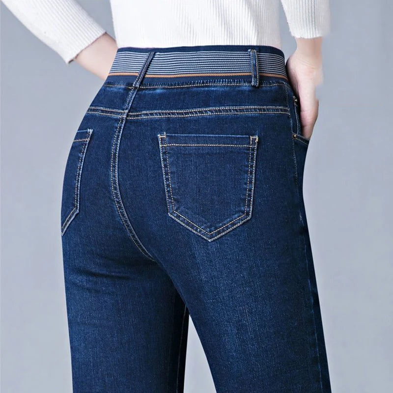 Jeans Da Donna Vita Alta Elastico Skinny Denim Retro Stretch Taglia 36 In Stile Coreano Elegante