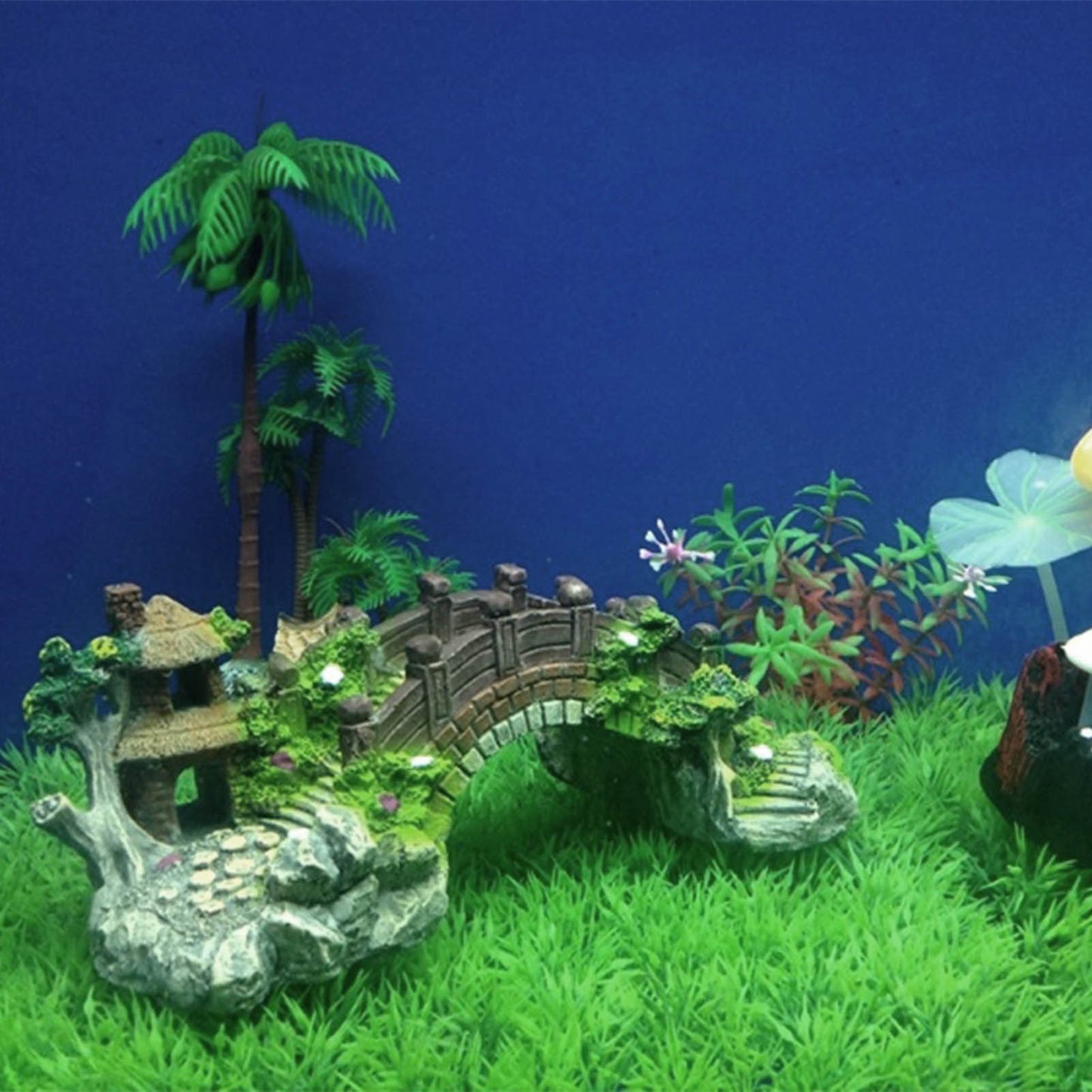 Ponte Artificiale In Resina Per Acquario Decorazione Paesaggio Con Grotta E Rocce
