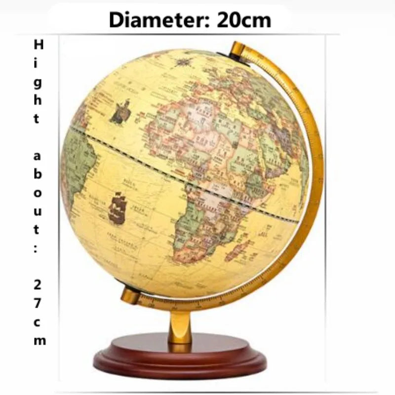 Globo Terrestre 20cm LED Con Base In Legno Di Sequoia Globo Del Mondo Inglese E Cinese HD Stampato 360 Gradi