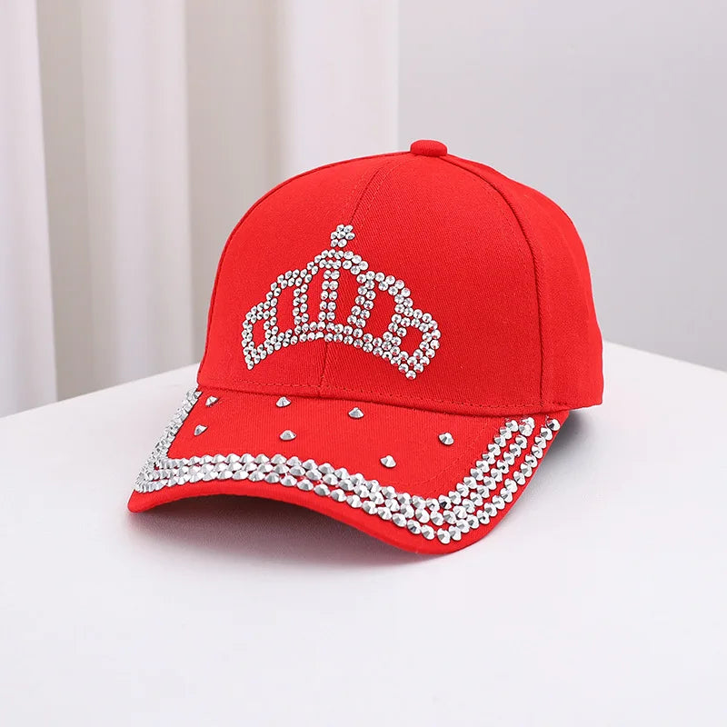 Berretto Da Baseball Parasole Unisex In Cotone Con Corona Diamanti Estivo Casual Moda Uomo Donna