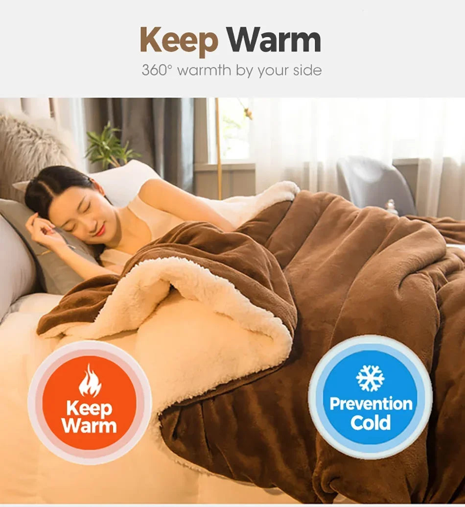 Coperta Riscaldata In Lana Portatile Doppia Faccia Antipilling Queen Letto Invernale Per Campeggio