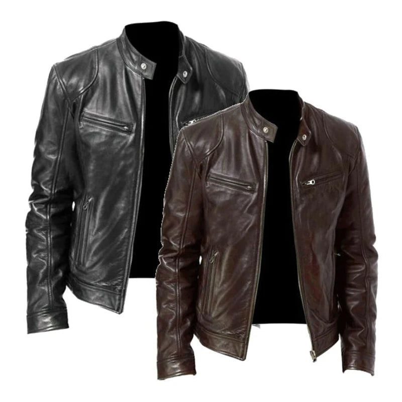 Giacche Da Moto 2024 Uomo Slim Fit In PU Pelle Sintetica Antivento Autunno Moda Casual Con Bavero