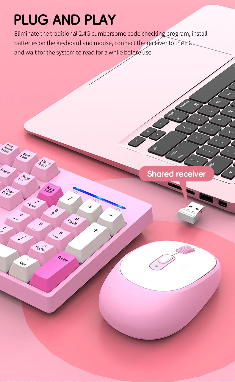 Set Tastiera E Mouse Wireless Per Gaming E Ufficio Compatibile Con Laptop E Desktop Accessori Per Ufficio Incluso