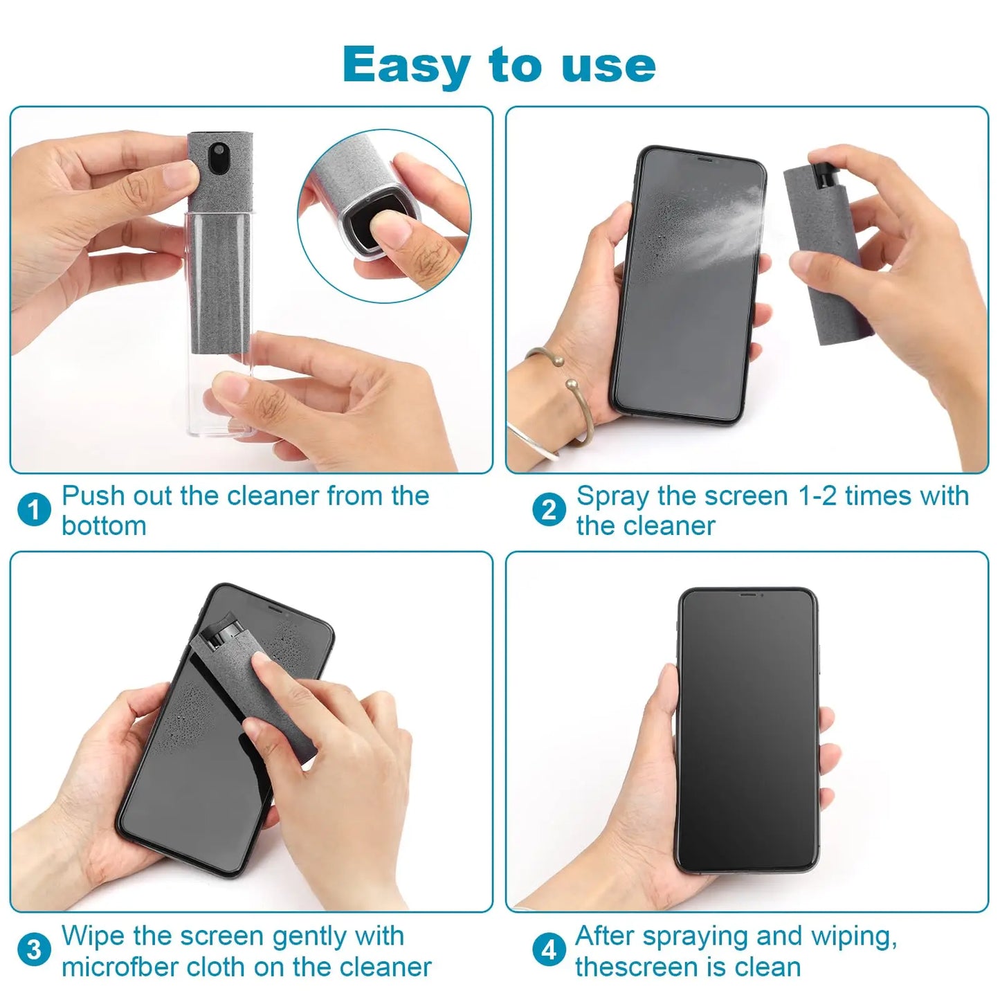 Set Di Flaconi Spray Per Pulizia Schermi In Microfibra Per Telefono Cellulare Iphone Ipad Computer E Salviette Occhiali