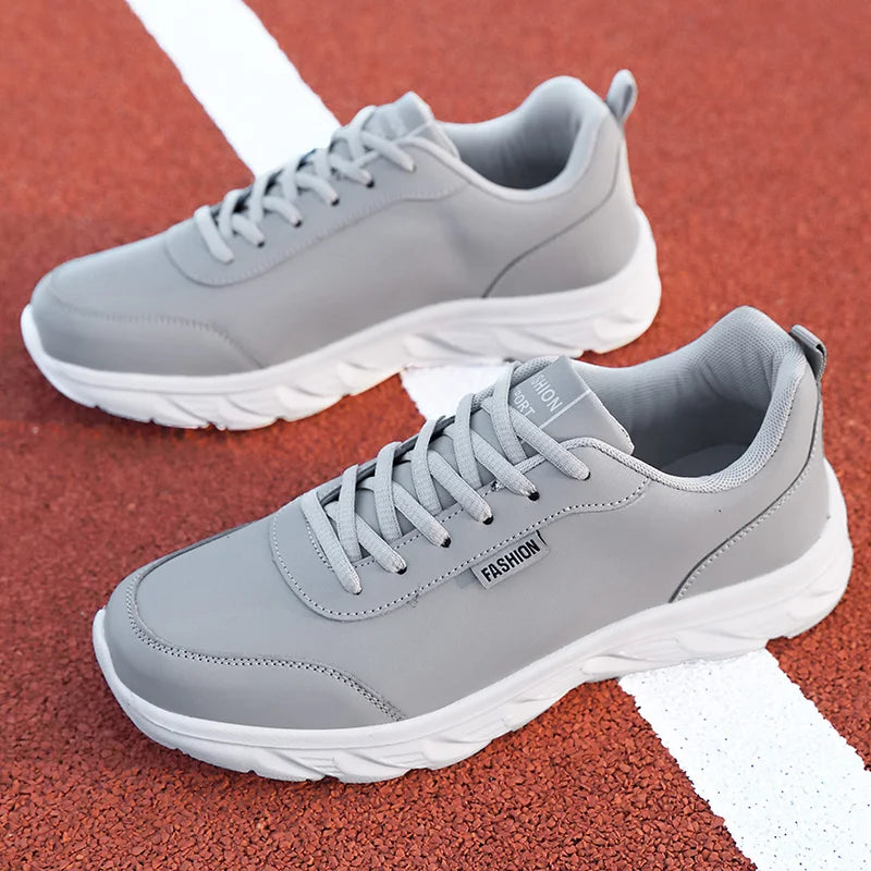 Scarpe da Corsa Uomo Impermeabili in Pelle Sneakers Sportive da Esterno Leggere per Passeggiata e Running