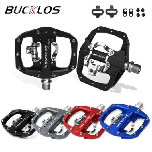 Bucklos Pedali MTB Piatto Piattaforma in Lega di Alluminio con Sistema SPD Integrato Compatibile Mountain Bike