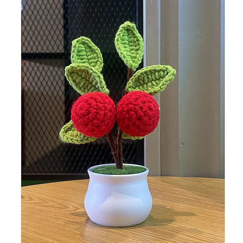 Fiore In Vaso Fai Da Te Rosa Mini Tessuti A Mano Per Scrivania Ufficio Decorazione Casa Filo Di Lana