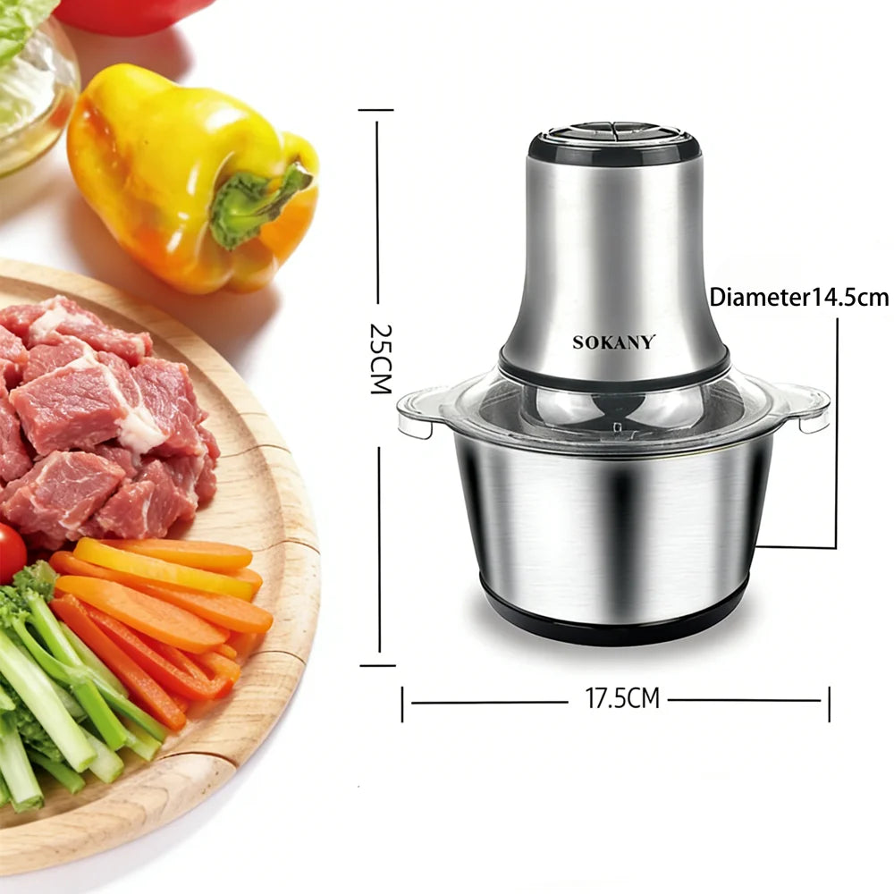 Tritacarne Elettrico 800W 3L Multifunzione Robot Da Cucina In Acciaio Inox Verdure Chopper Affettatrice Macchina Casa