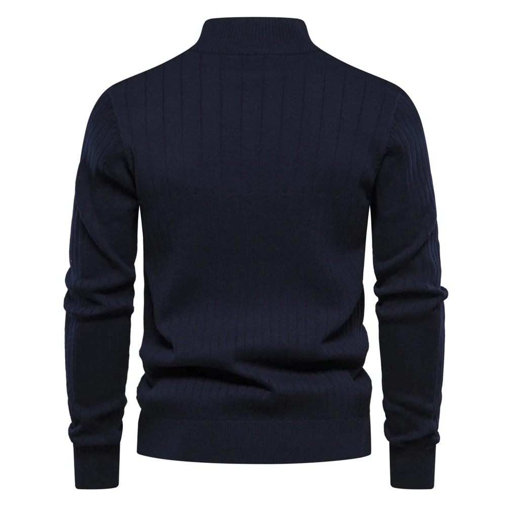 Maglione Uomo Cotone Con Cerniera Autunno Inverno Colletto Coreano Alta Qualità Caldo