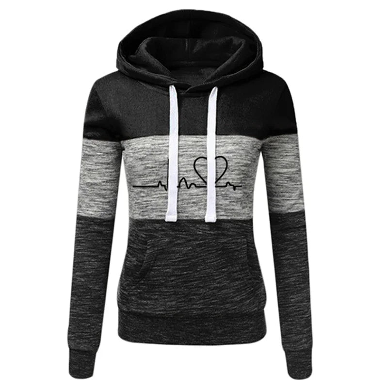 Tuta Da Donna Color Block Con Cappuccio Felpa Pantaloni Sportivi Versatili Casual Jogging Abiti Dalla Taglia S Fino A 3XL