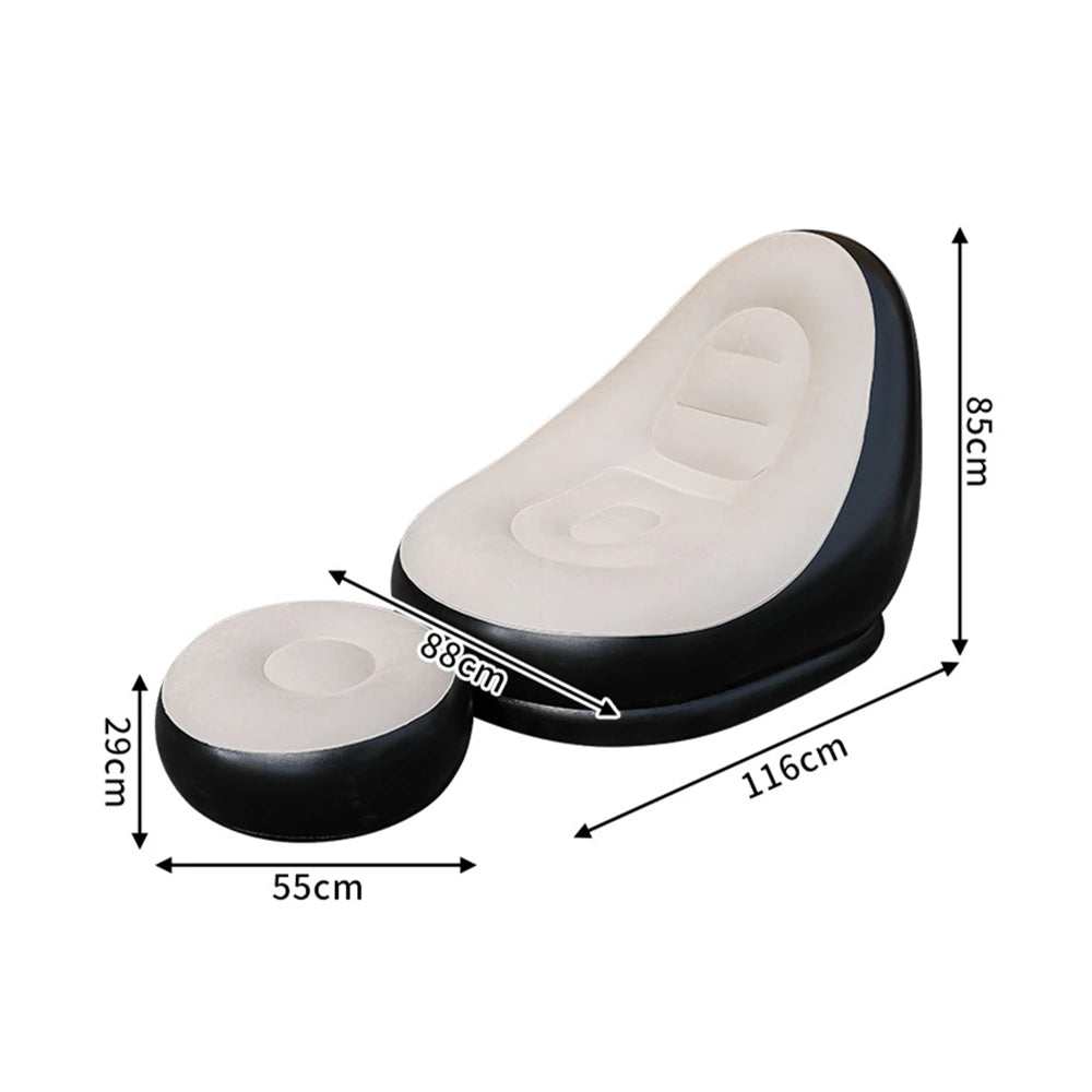 Divano Gonfiabile Pieghevole Reclinabile Letto Da Esterno Con Poggiapiedi Portatile Set Poltrone Per Pranzo