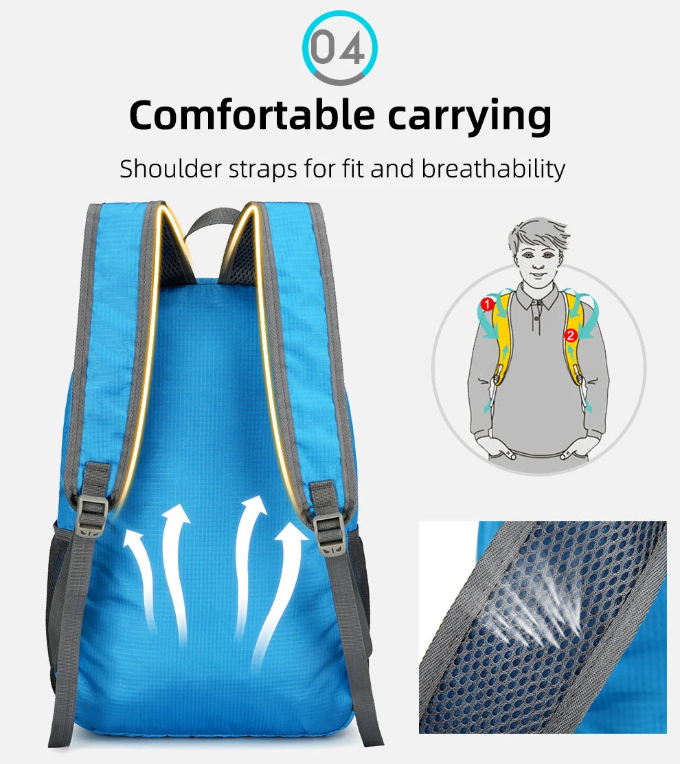 Zaino Pieghevole Da 23 Litri Ultraleggero Esterno Zaino Da Trekking Daypack Capienza Elevata Tessuto Idrorepellente