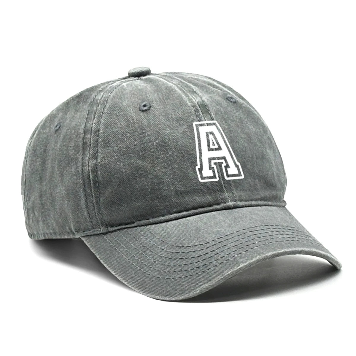 Berretto Da Baseball Unisex Con Stampa Lettera Iniziale AZ Cotone Lavato Retrò Con Visiera Sportiva