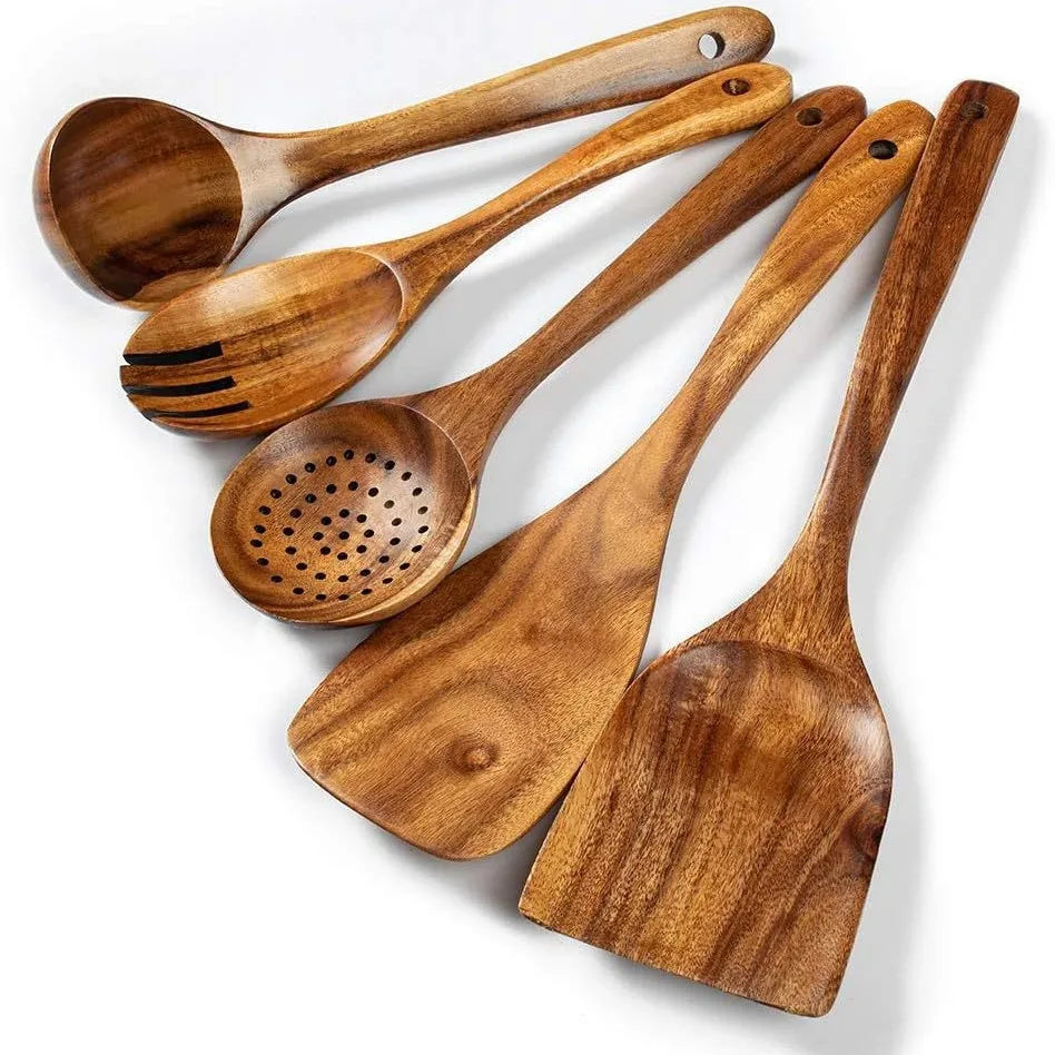 Set Utensili Da Cucina In Legno Con Portautensili 5 6 7 8 9 10 Cucchiai Ecologici