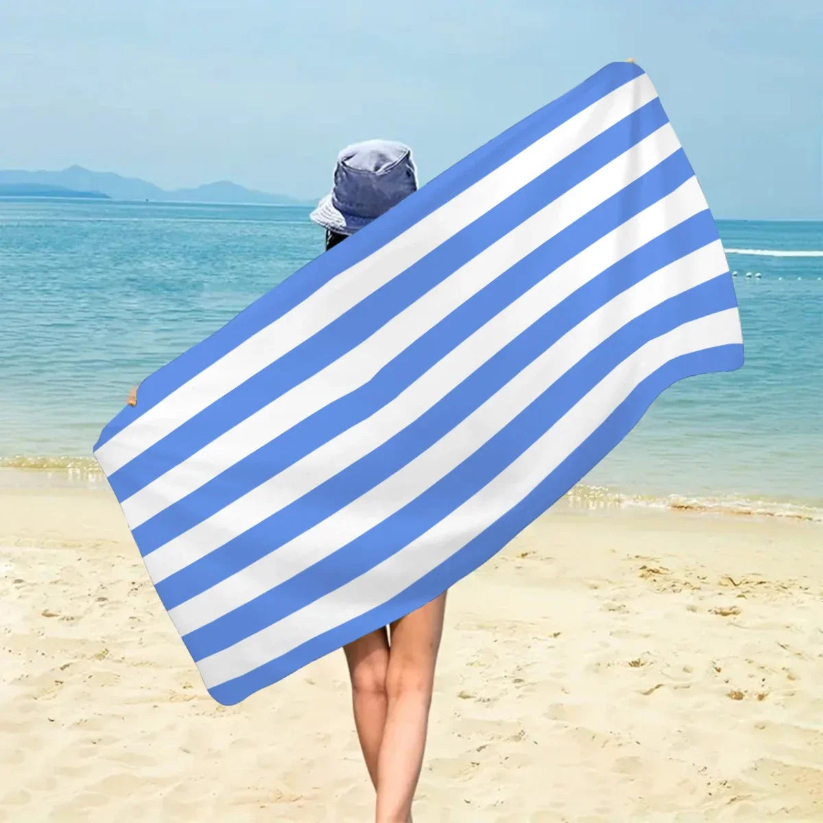 Telo Mare A Righe In Microfibra Ad Asciugatura Rapida Asciugamano Assorbente Per Spiaggia Vacanze Al Nuoto