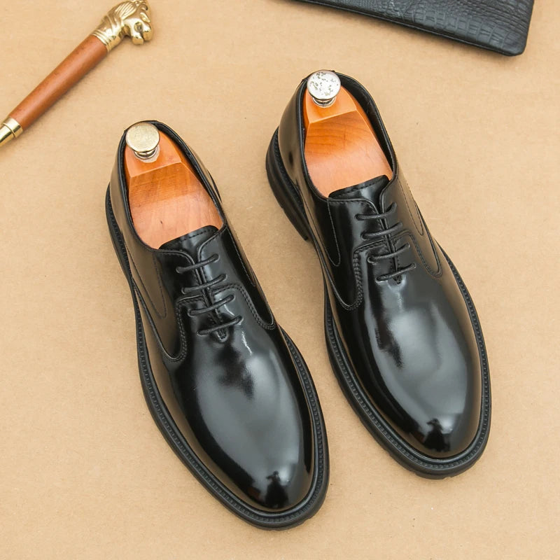 Scarpe Da Uomo In Pelle Con Suola Spessa Formali Da Lavoro Oxford Classiche Fatto A Mano Calzature Casual
