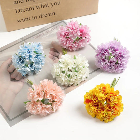 Set Da 6 Fiori Artificiali In Seta Bouquet Da 11 Cm Decorazioni Per Casa E Matrimoni Ghirlanda Fai Da Te