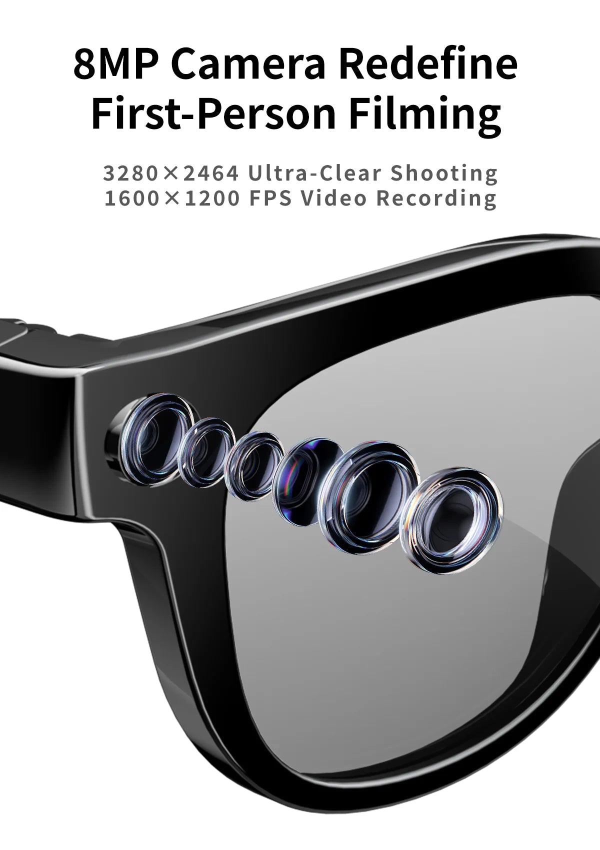 Nuovi Occhiali Smart AI 2026 Con Videocamera Da Sole, Chiamate Bluetooth, Trasferimento WiFi E Registrazione Audio