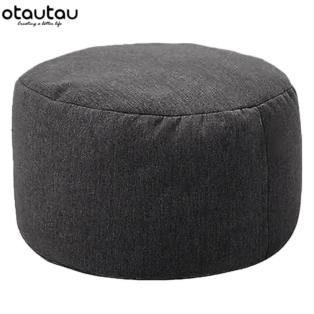 Sgabello Rotondo Diametro 30 Cm Altezza 20 Cm Pouf In Lino Ottomano Con Imbottitura Poggiapiedi Tatami Futon Puff JD001