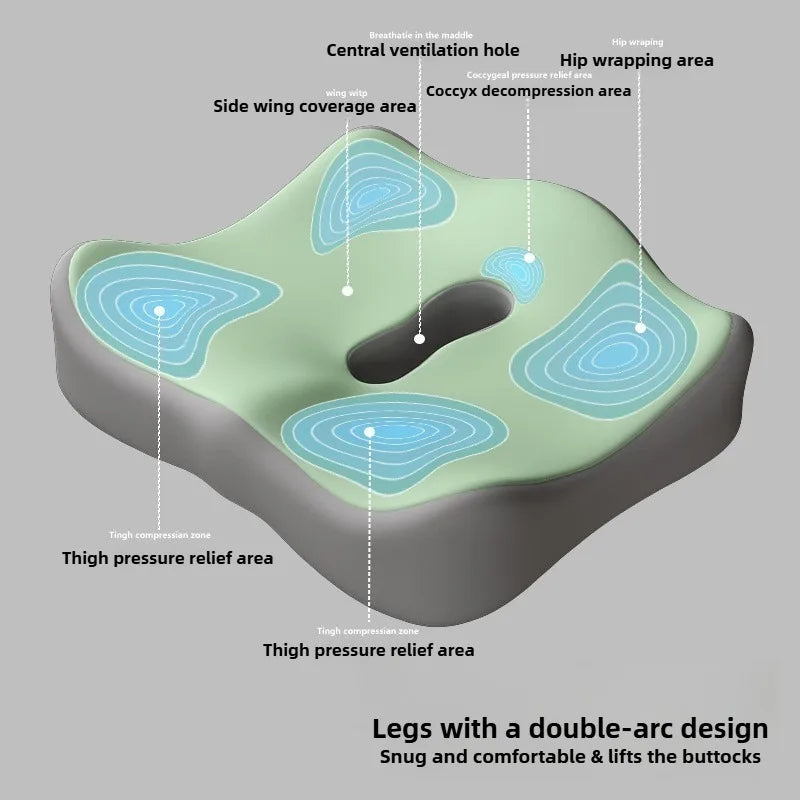 Cuscino del sedile in memory foam per auto e ufficio Supporto lombare per l'anca Correttore di postura Cuscino per sedia per studenti comfort e traspirante