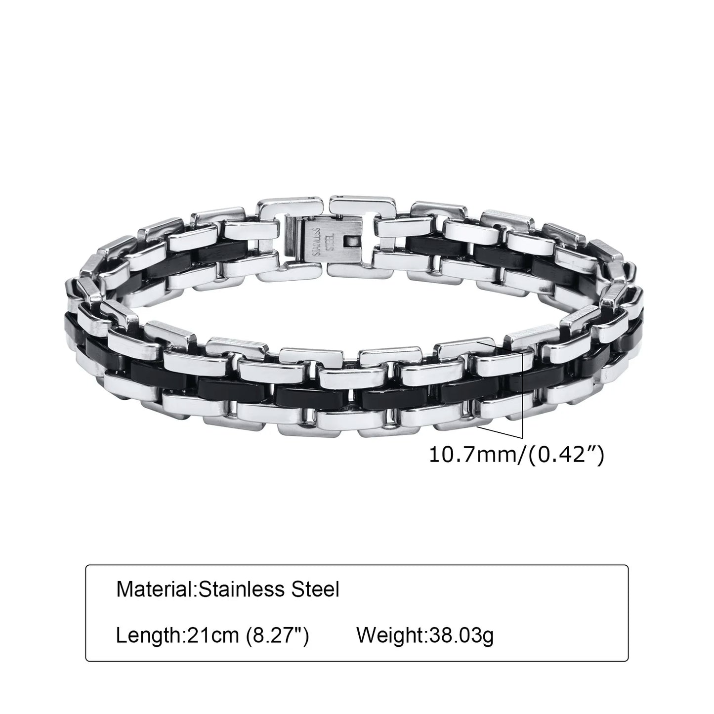 Braccialetto A Catena Con Cinturino Alla Moda In Acciaio Inossidabile Per Uomo 10 Mm Regalo Festa Del Papà